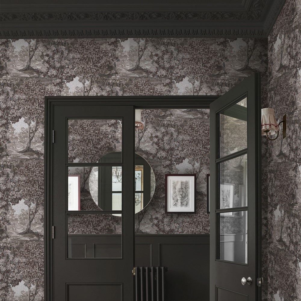 Bodenham Etching Wallpaper 127903 by Graham & Brown in Charcoal Grey